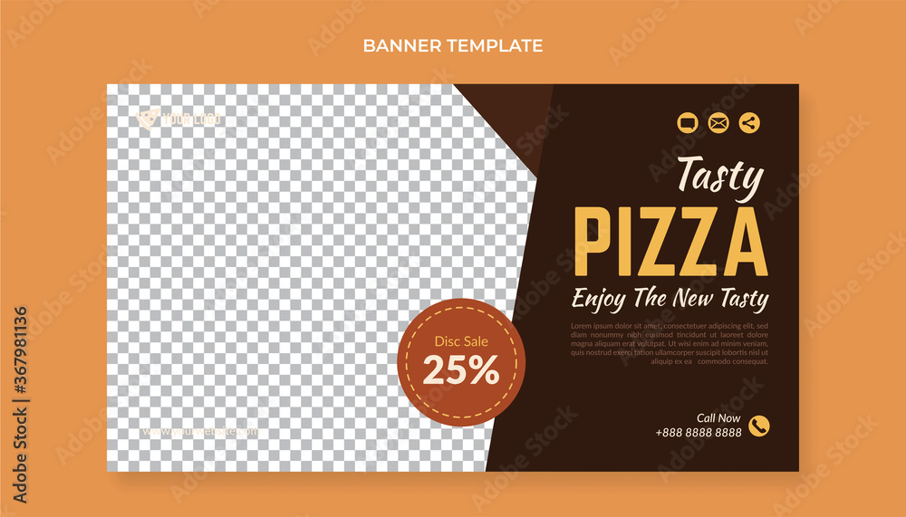 Naklejka premium Food banner template for pizza restaurant