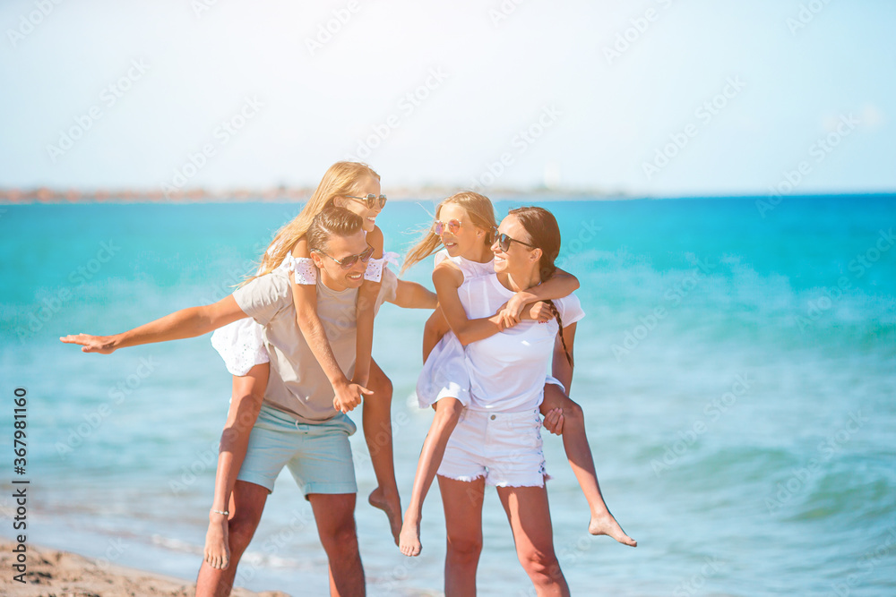 Young family on vacation have a lot of fun