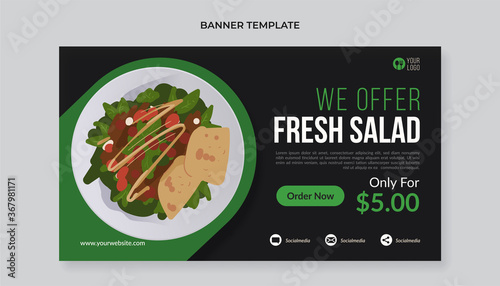 Fresh salad food banner template