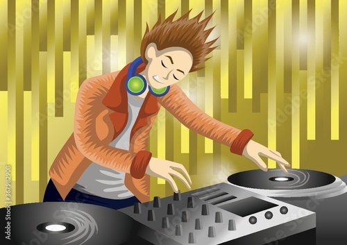 dj playing mixer