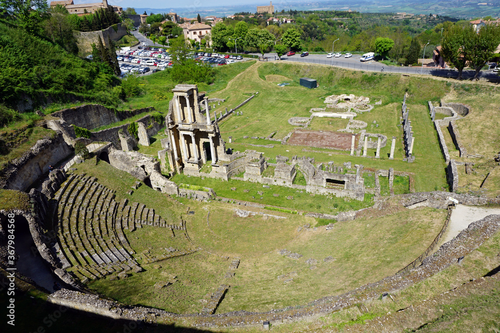 Italy, Tuscany, Volterra, view of the Roman theater Italy, Tuscany, Volterra, view of the Roman theater