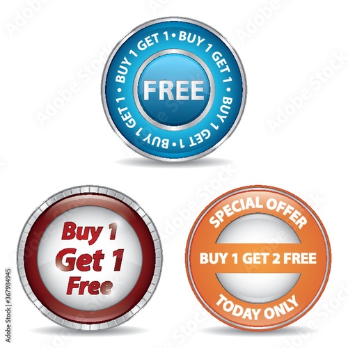 collection of buy one get one free labels