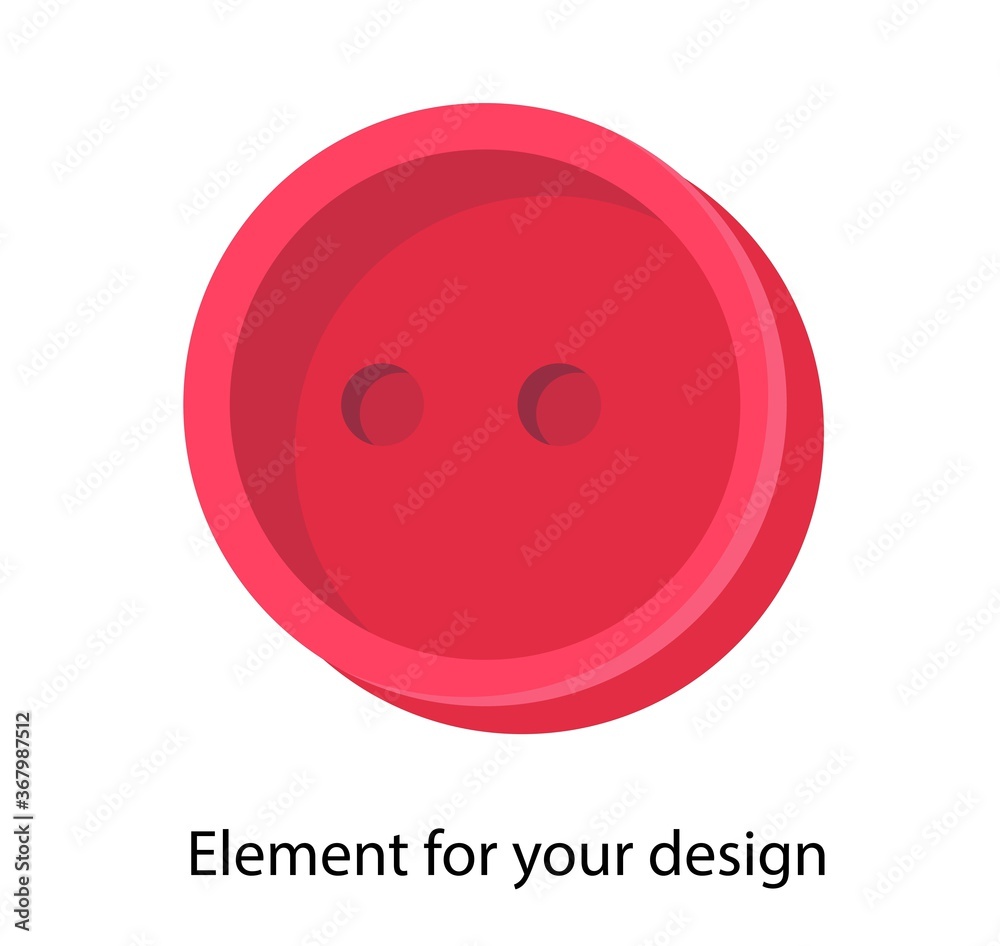 Fototapeta premium Button on a white background. isolated element. Red. Accessory for sewing..
