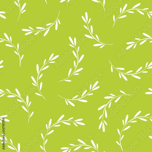 Seamless floral pattern with little bright white blades of grass. Floral texture on light background.