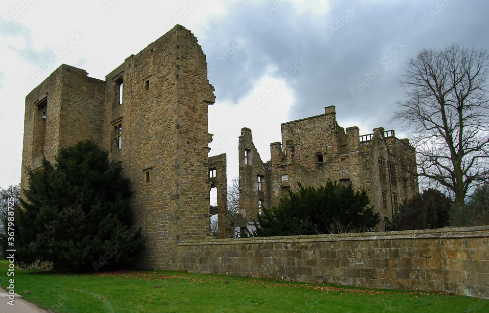 The ruins of the Hardwick Old Hall in Derbyshire, UK