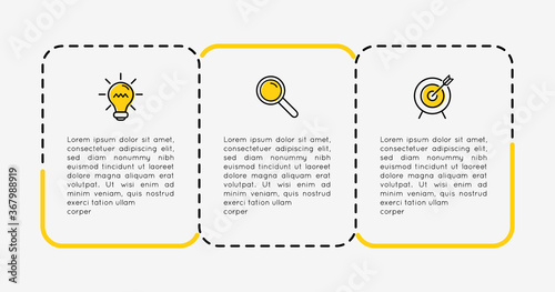 Business infographic template with 3 steps. Vector