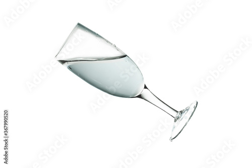 Water in a glass of wine isolated on white background with clipping path