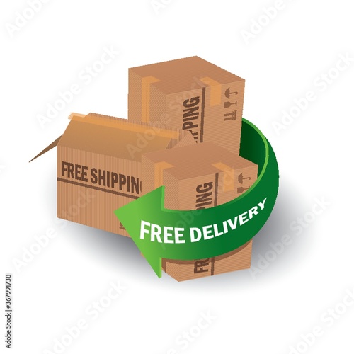 free delivery arrow with parcel boxes