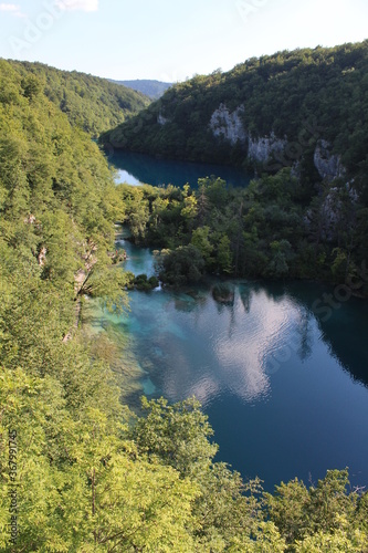 Plitvice lakes, Croatia, natural waterfalls and streams of water in the park, landscape image