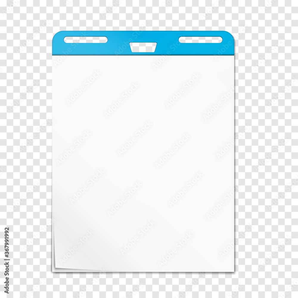 Easel pad on transparent background, vector mockup. Flipchart sticky blank white paper block, realistic mock-up Easel pad on transparent background, vector mockup. Flipchart sticky blank white paper block, realistic mock-up