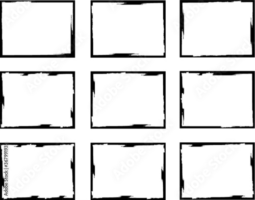 Vector Frames. rectangles for image. distress texture . Grunge Black borders isolated on the background . Dirt effect . geometric shapes for your design