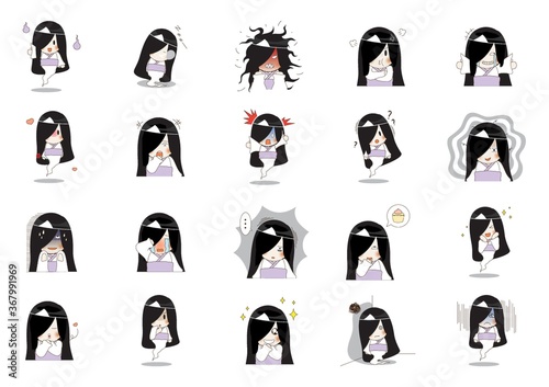 various expressions of japanese ghost character