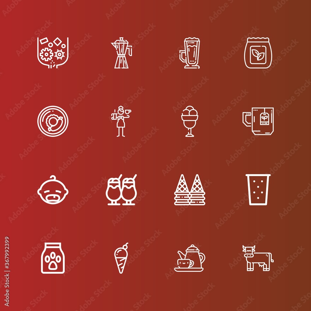 Editable 16 milk icons for web and mobile