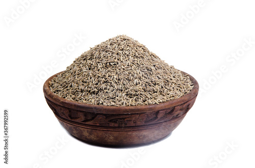 indian spices cumin seeds isolated.