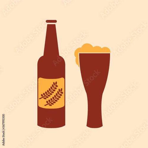 beer bottle and glass