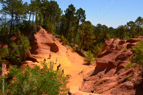 Ocher quarries (Les Ocres) in Roussillon, Provence, France, Luberon Nature Reserve, a sunny day in summer