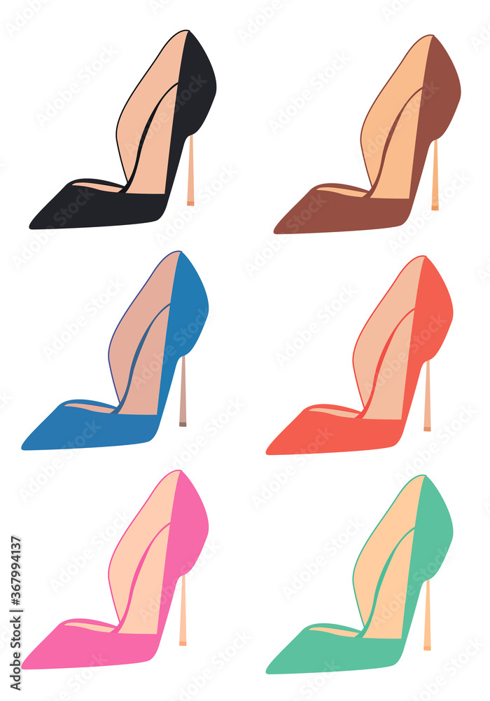 collection of footwear silhouettes isolated on white background collection of footwear silhouettes isolated on white background