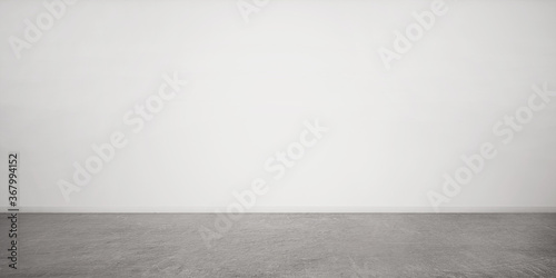 Fototapeta Naklejka Na Ścianę i Meble -  3d rendering of interior. Blank white wall and concrete floor. Contemporary design. Textured background.