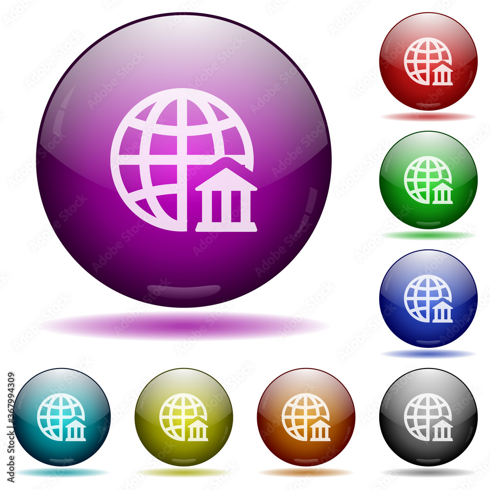 Internet banking icon in glass sphere buttons Internet banking icon in glass sphere buttons