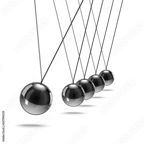 Realistic 3d Detailed Metallic Newtons Cradle. Vector