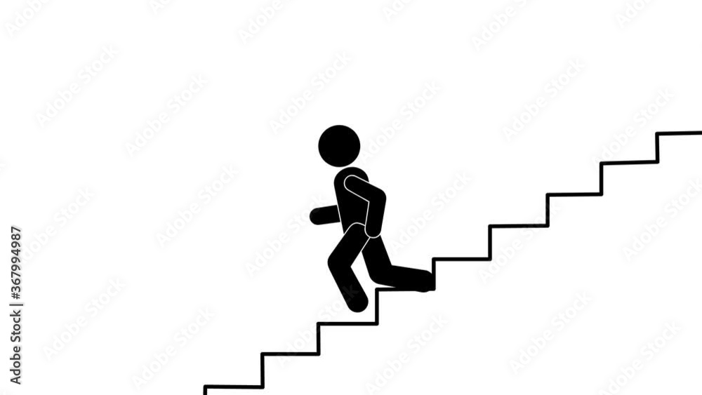 man goes down the stairs. flat design. video illustration. man goes down the stairs. flat design. video illustration.