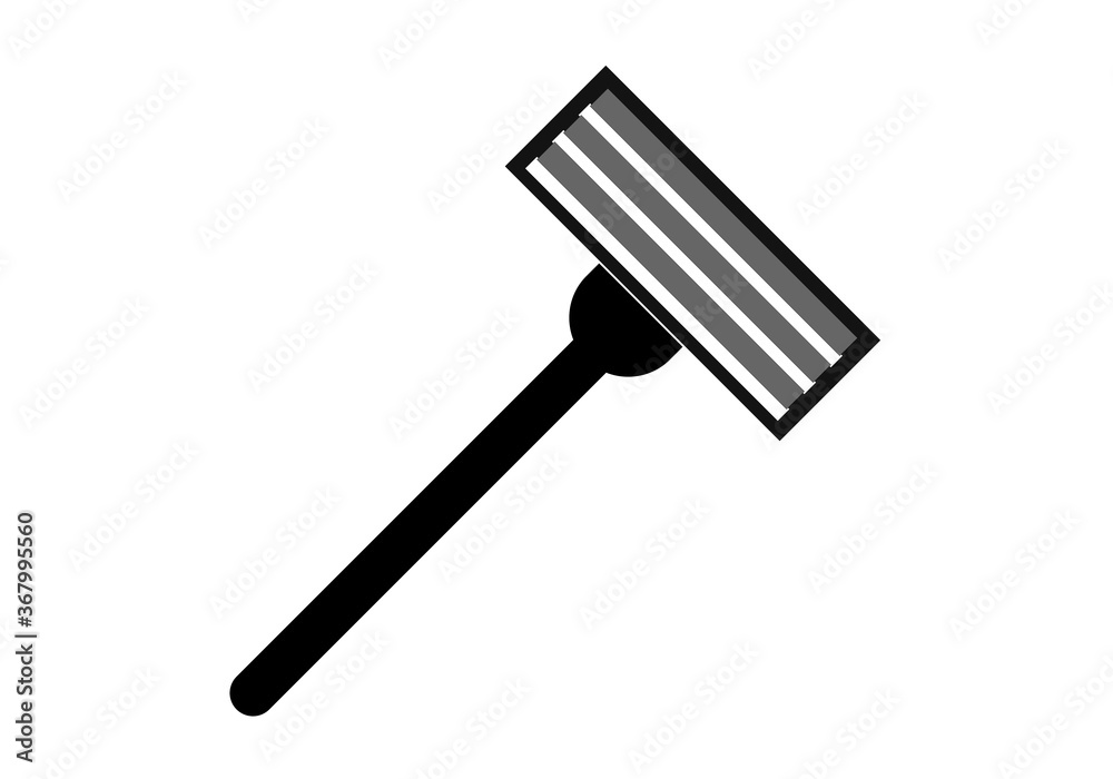Icono negro de una cuchilla de afeitar en fondo blanco. Icono negro de una cuchilla de afeitar en fondo blanco.