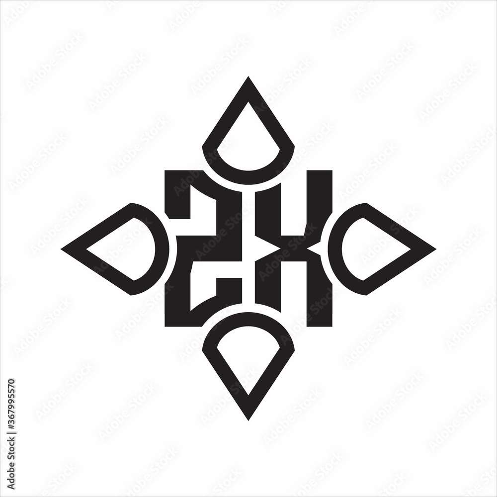ZX Logo monogram with four cone rounded by the shape design template on white background ZX Logo monogram with four cone rounded by the shape design template on white background