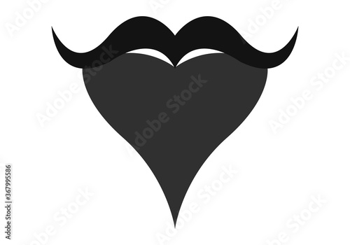 Icono negro de bigote y barba en fondo blanco.