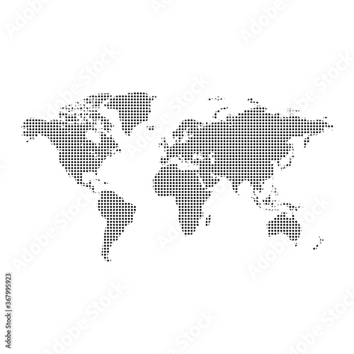 Vector illustration of a world map with dot model.