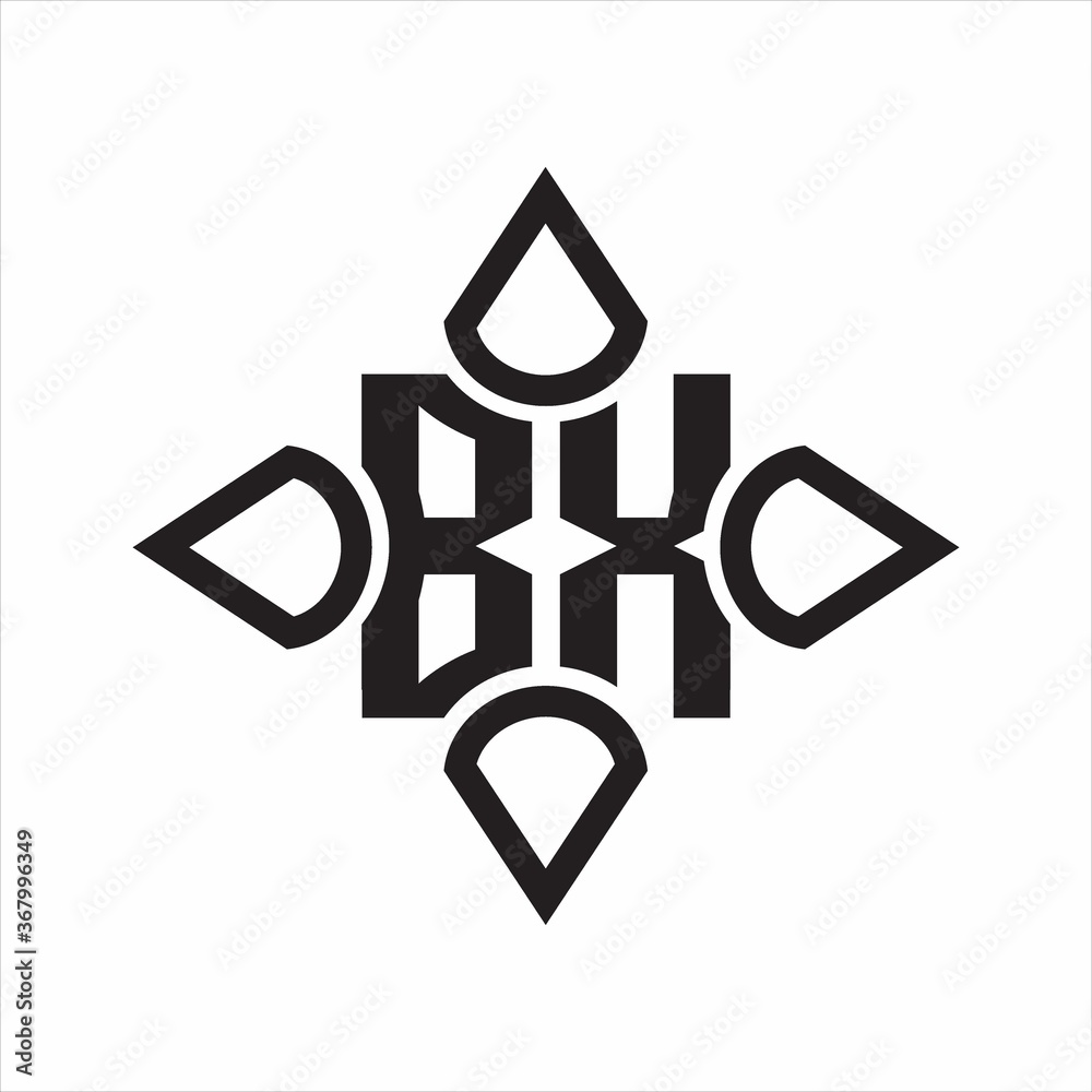 BX Logo monogram with four cone rounded by the shape design template on white background BX Logo monogram with four cone rounded by the shape design template on white background