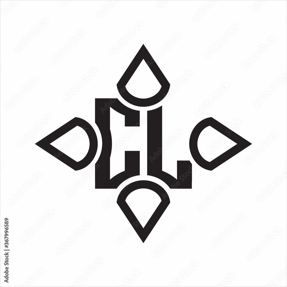 CL Logo monogram with four cone rounded by the shape design template on white background CL Logo monogram with four cone rounded by the shape design template on white background