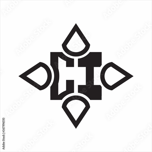 CI Logo monogram with four cone rounded by the shape design template on white background