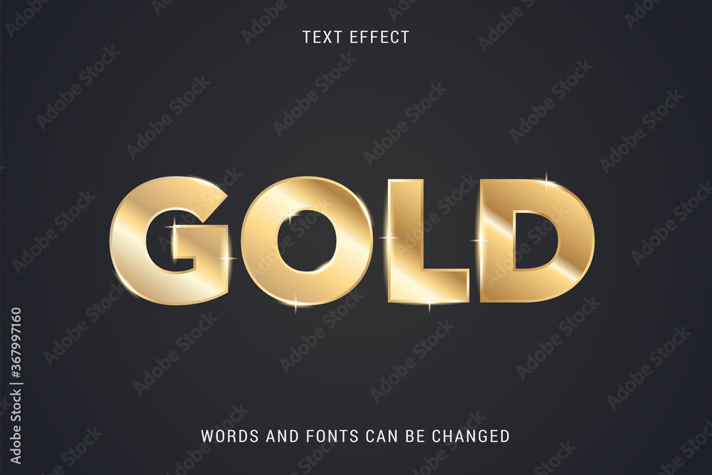Golden text effect 100% editable vector image