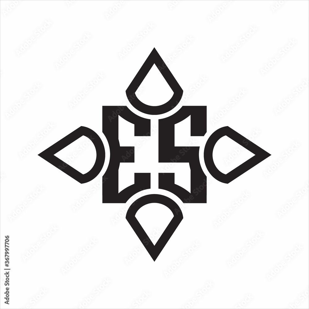 ES Logo monogram with four cone rounded by the shape design template on white background ES Logo monogram with four cone rounded by the shape design template on white background