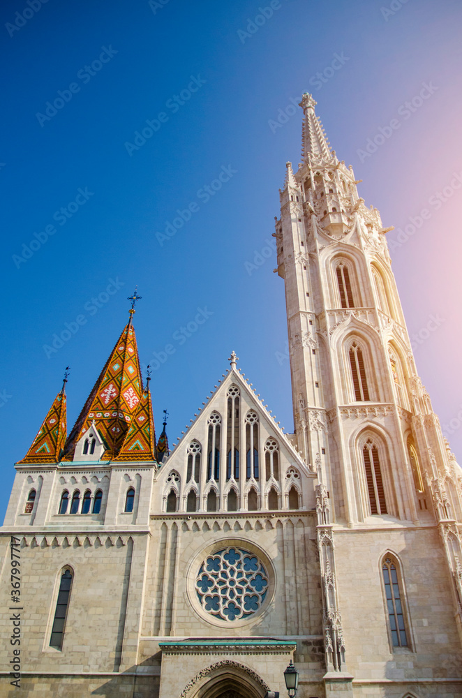 View of the Matthias Church on a sunny autumn day.