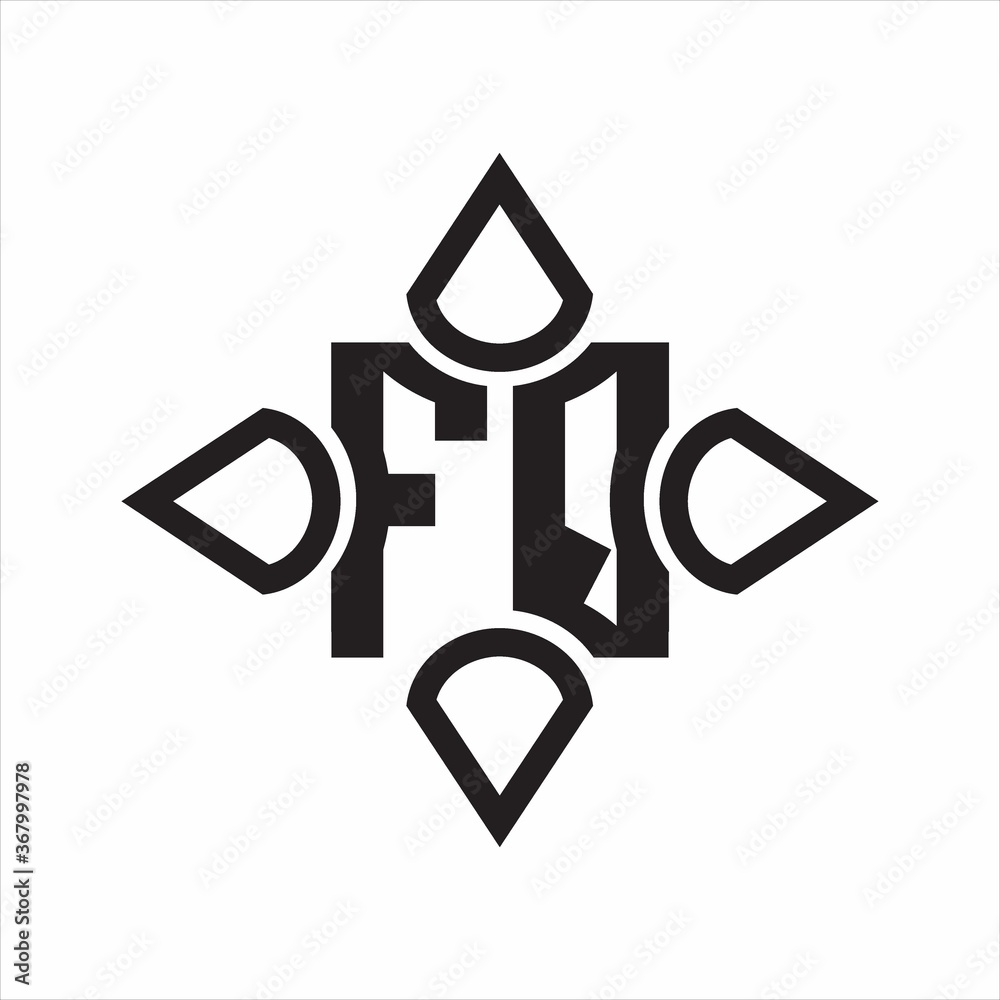 FQ Logo monogram with four cone rounded by the shape design template on white background FQ Logo monogram with four cone rounded by the shape design template on white background