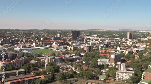 HD summer day video of Bloemfontein town, its buildings, streets and parks. Bloemfontein is a historical (est. 1846) SA town, located in Free State Province, South Africa photo