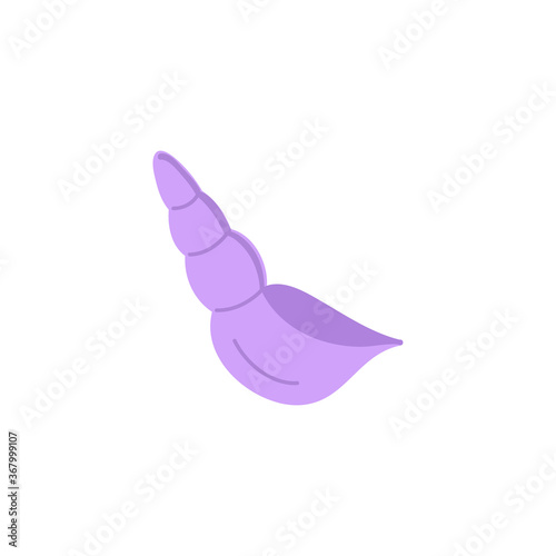 Seashell cute vector illustration. Hand drawn ocean, marine, sea purple hermit crab shell animal. Isolated.
