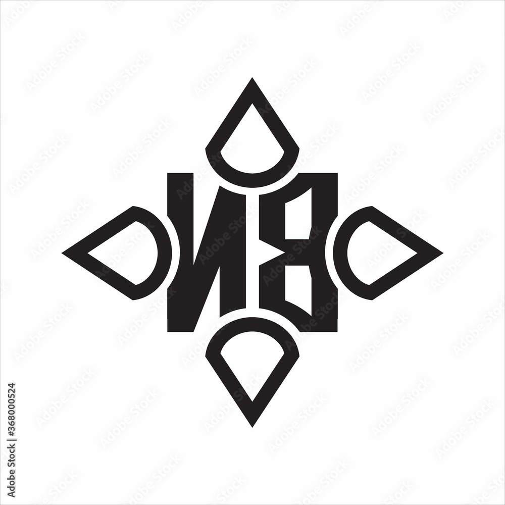 NB Logo monogram with four cone rounded by the shape design template on white background NB Logo monogram with four cone rounded by the shape design template on white background
