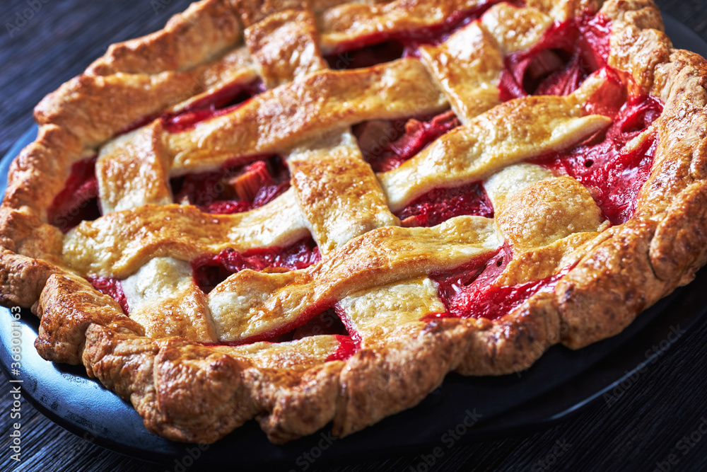 Homemade Strawberry Rhubarb Pie on a table 스톡 사진 | Adobe Stock Homemade Strawberry Rhubarb Pie On A Table 스톡 사진 | Adobe Stock