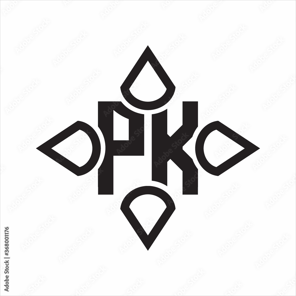 PK Logo monogram with four cone rounded by the shape design template on white background PK Logo monogram with four cone rounded by the shape design template on white background