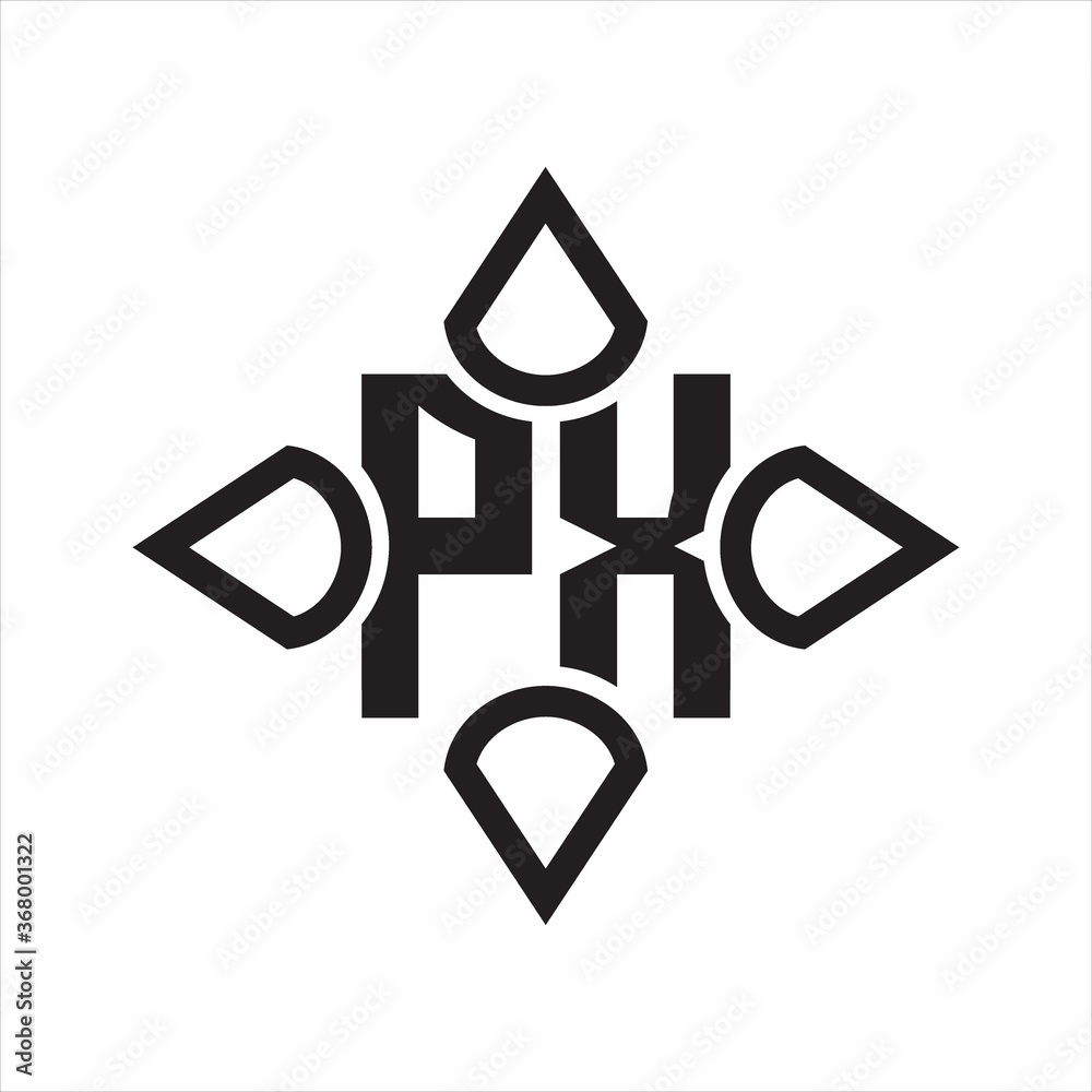 PX Logo monogram with four cone rounded by the shape design template on white background