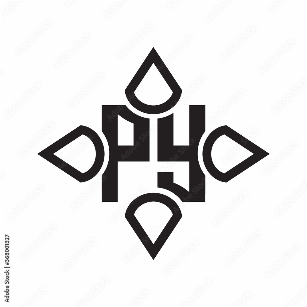 PY Logo monogram with four cone rounded by the shape design template on white background PY Logo monogram with four cone rounded by the shape design template on white background
