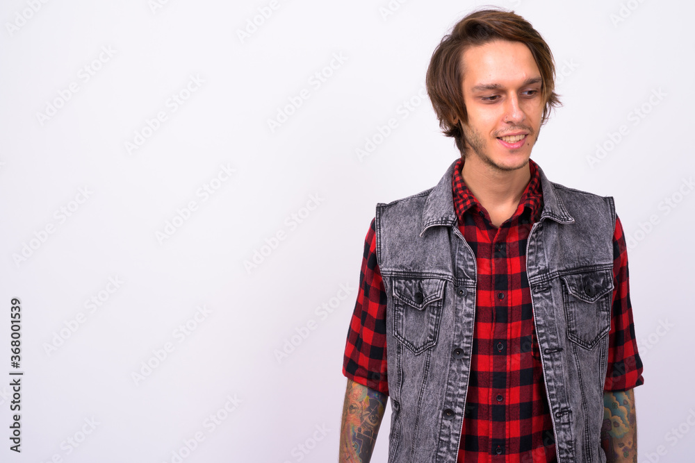 Portrait of happy young handsome rebellious man Portrait of happy young handsome rebellious man