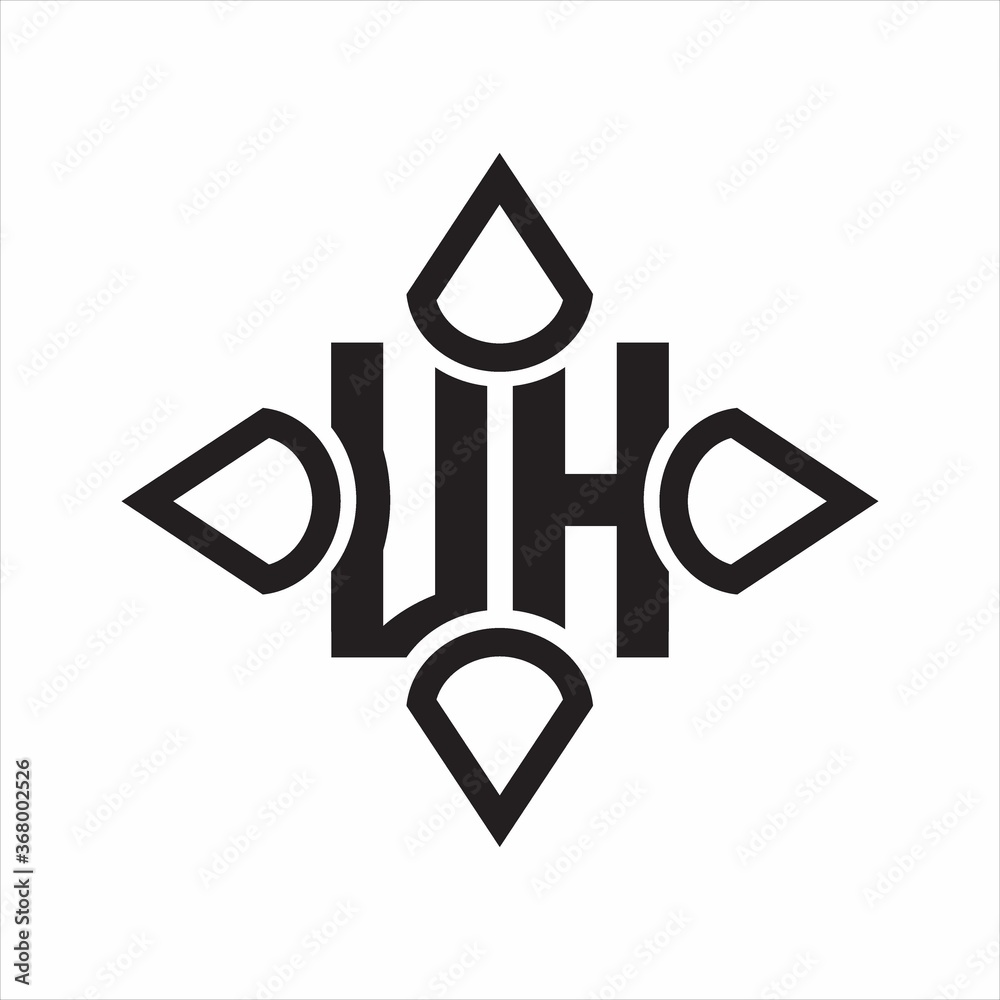 UH Logo monogram with four cone rounded by the shape design template on white background