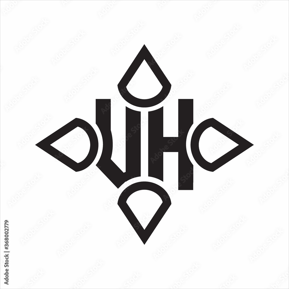 VH Logo monogram with four cone rounded by the shape design template on white background VH Logo monogram with four cone rounded by the shape design template on white background