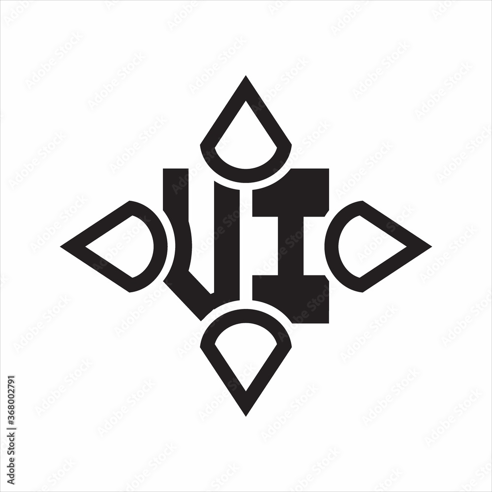 VI Logo monogram with four cone rounded by the shape design template on white background VI Logo monogram with four cone rounded by the shape design template on white background