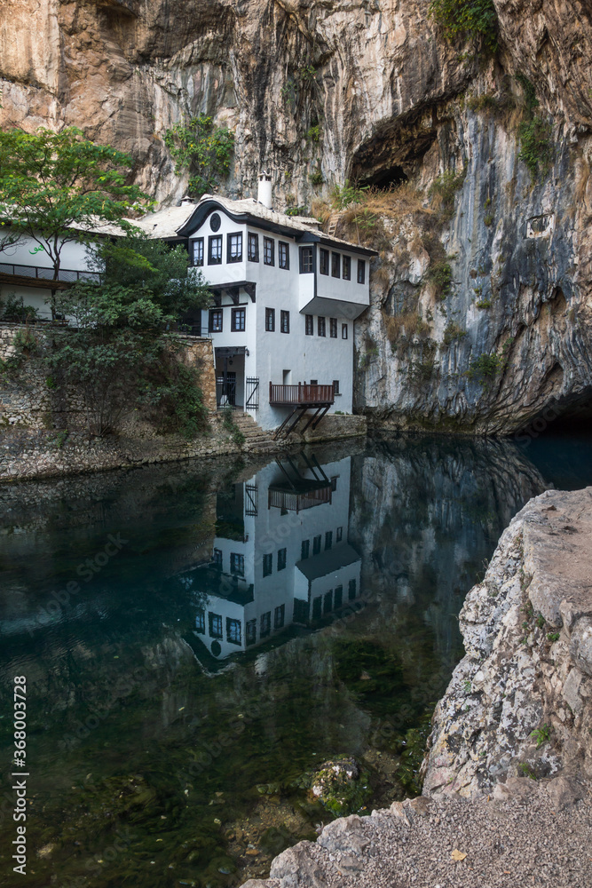 Blagaj Tekija and source Bona river in Blagaj, Bosnia and Herzegovina