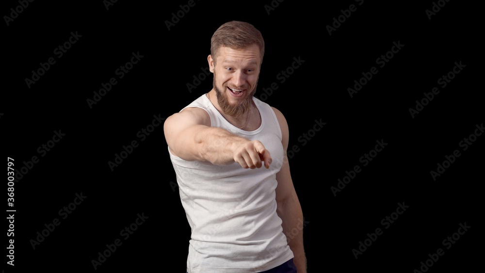 man laughed unexpectedly. Caucasian man with beard in a shirt smiles and claps. High quality 4k footage man laughed unexpectedly. Caucasian man with beard in a shirt smiles and claps. High quality 4k footage