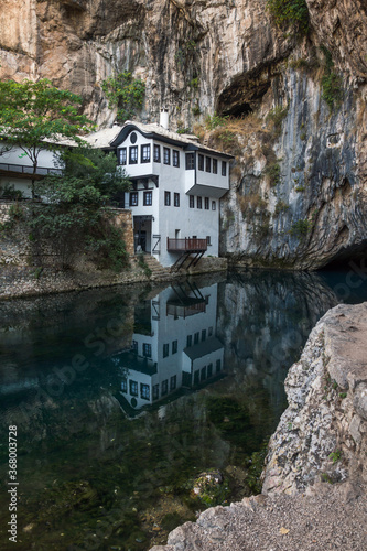 Obraz na płótnie Blagaj Tekija and source Bona river in Blagaj, Bosnia and Herzegovina w salonie